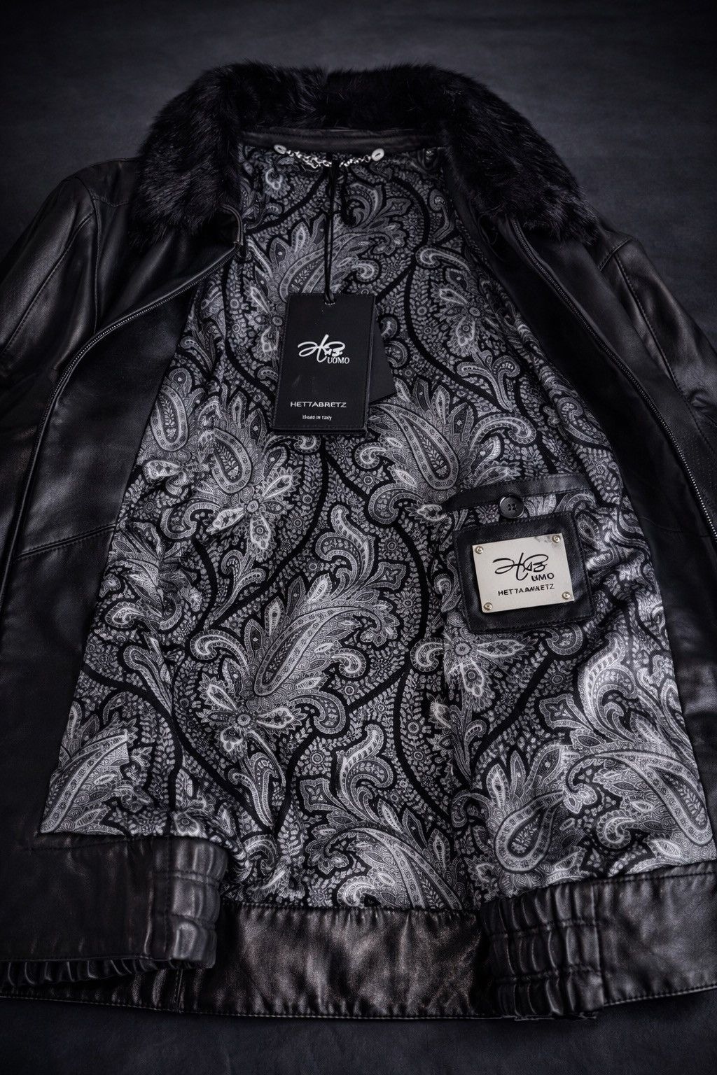 Hettabretz Hettabretz Uomo Mink Collar Leather Jacket 52 Made in Italy Size US L / EU 52-54 / 3 - 4 Thumbnail