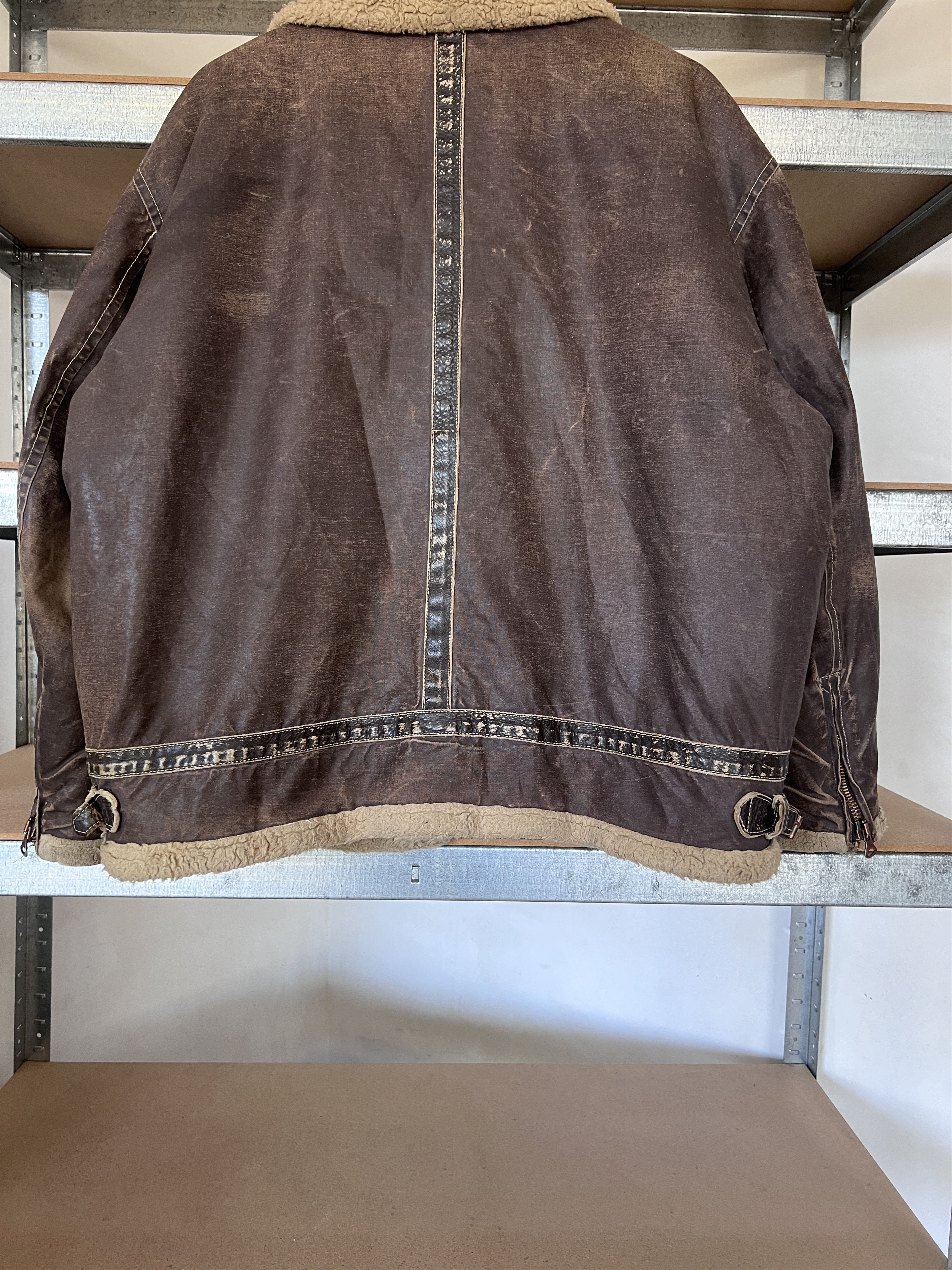 Diesel Diesel Vintage DMB 1955 Wax Sheepskin Distressed Jacket Size US XXL / EU 58 / 5 - 22 Thumbnail