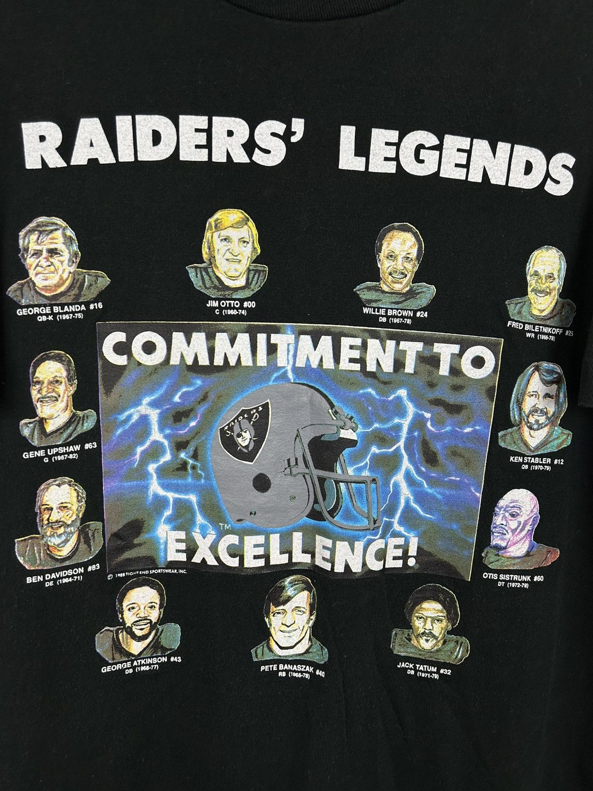 NFL 80s Vintage 1988 Raider's Legends NFL Single Stitch T-Shirt Size US XL / EU 56 / 4 - 2 Thumbnail