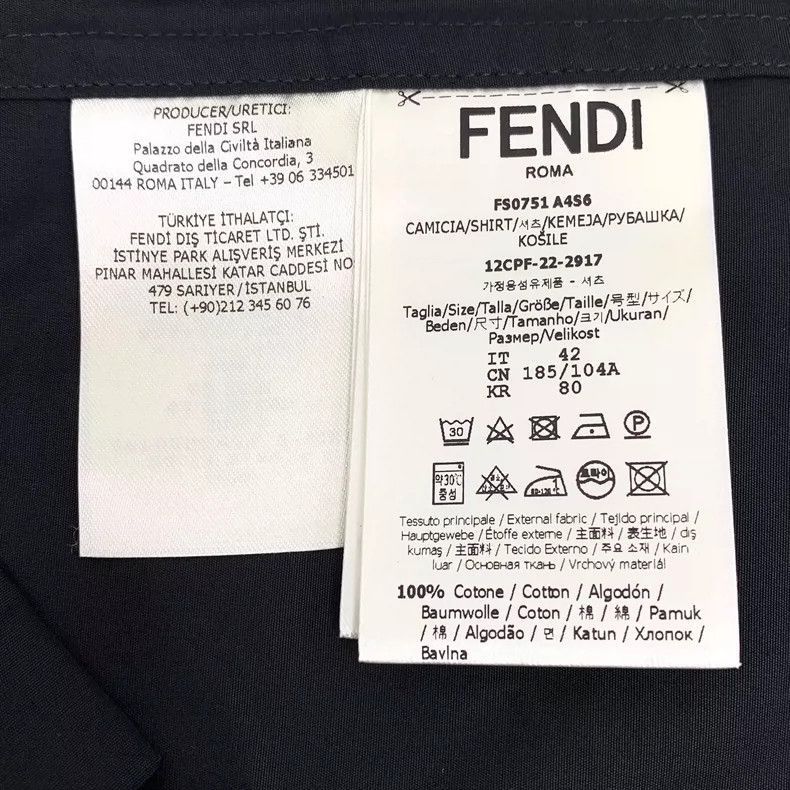 Fendi Black Long Sleeve Shirt with Logo Collar Size US M / EU 48-50 / 2 - 7 Thumbnail