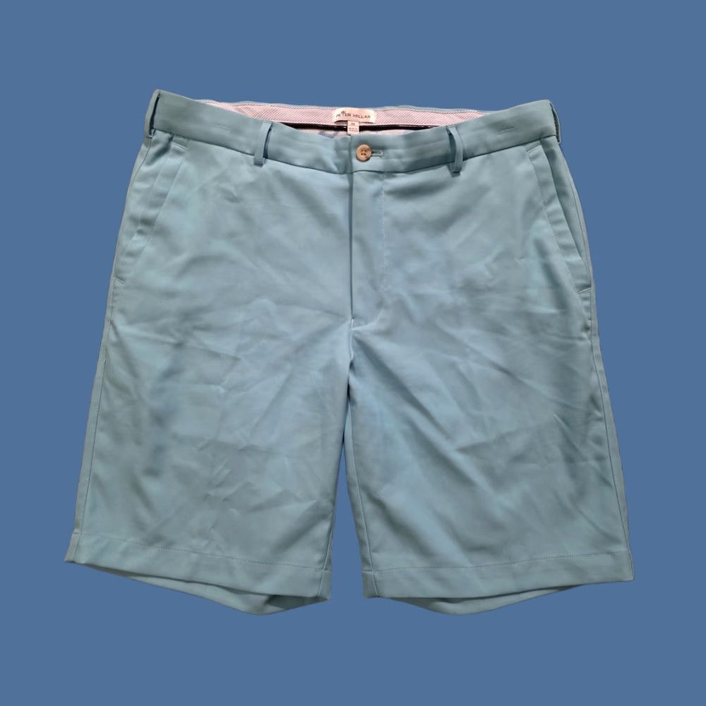 Peter Millar Peter Millar Salem Performance Golf Shorts Light Blue Men's 34 9 Inseam Flat Front Zip Pockets Stretch Chino Shorts Casual Summer 9" Inseam Mens Size US 34 / EU 50 - 1 Thumbnail