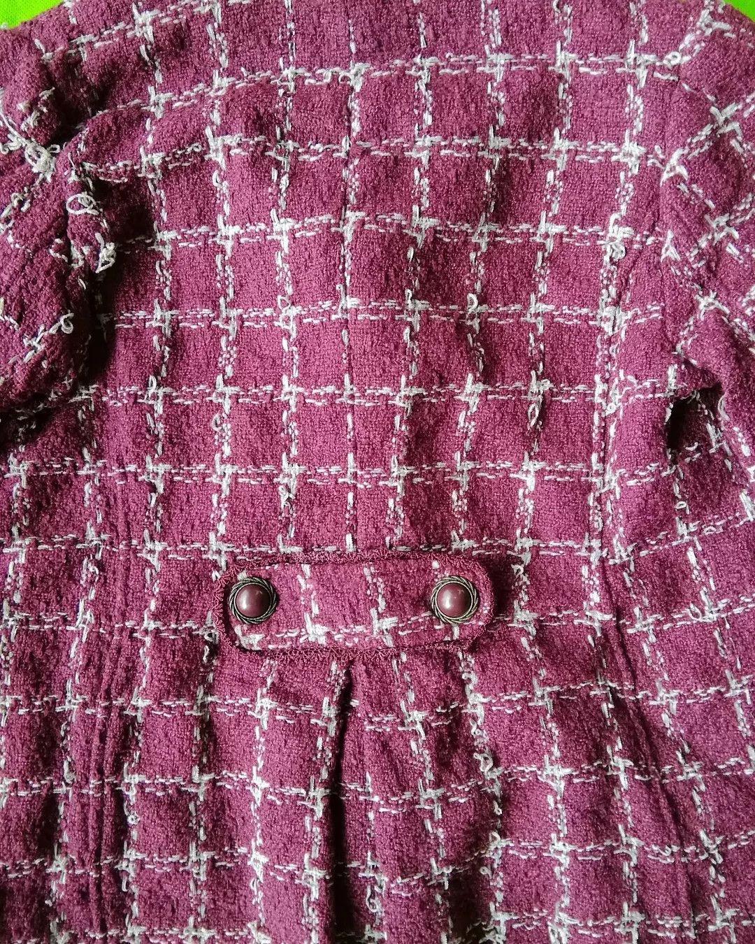LIZ LISA Axes Femme Tweed Burgundy Lace Fur Cuff Jacket Japan Size S / US 4 / IT 40 - 7 Thumbnail
