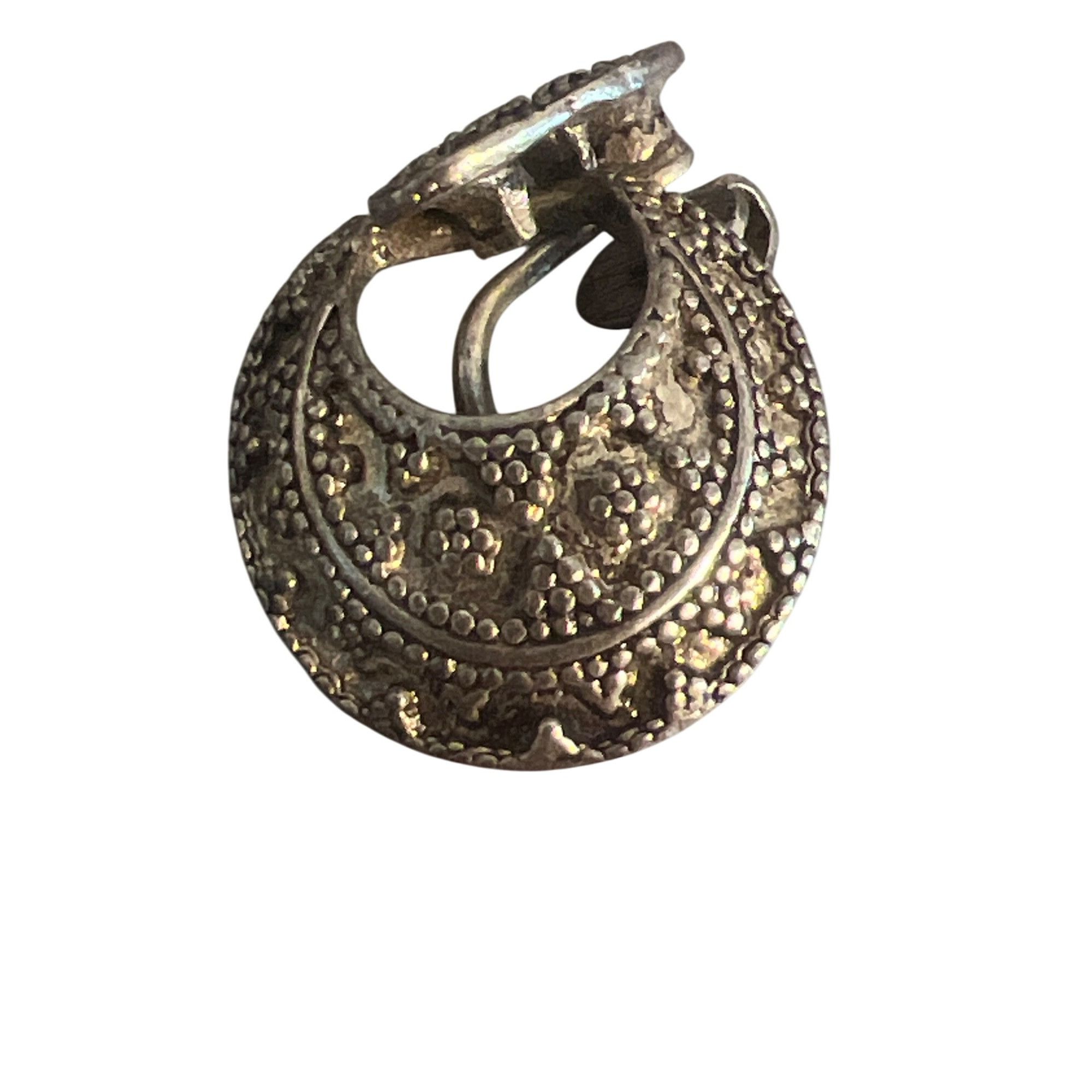 Other Vintage Silver Tone Clip On Doorknocker Earrings Textured Li Size ONE SIZE - 2 Thumbnail