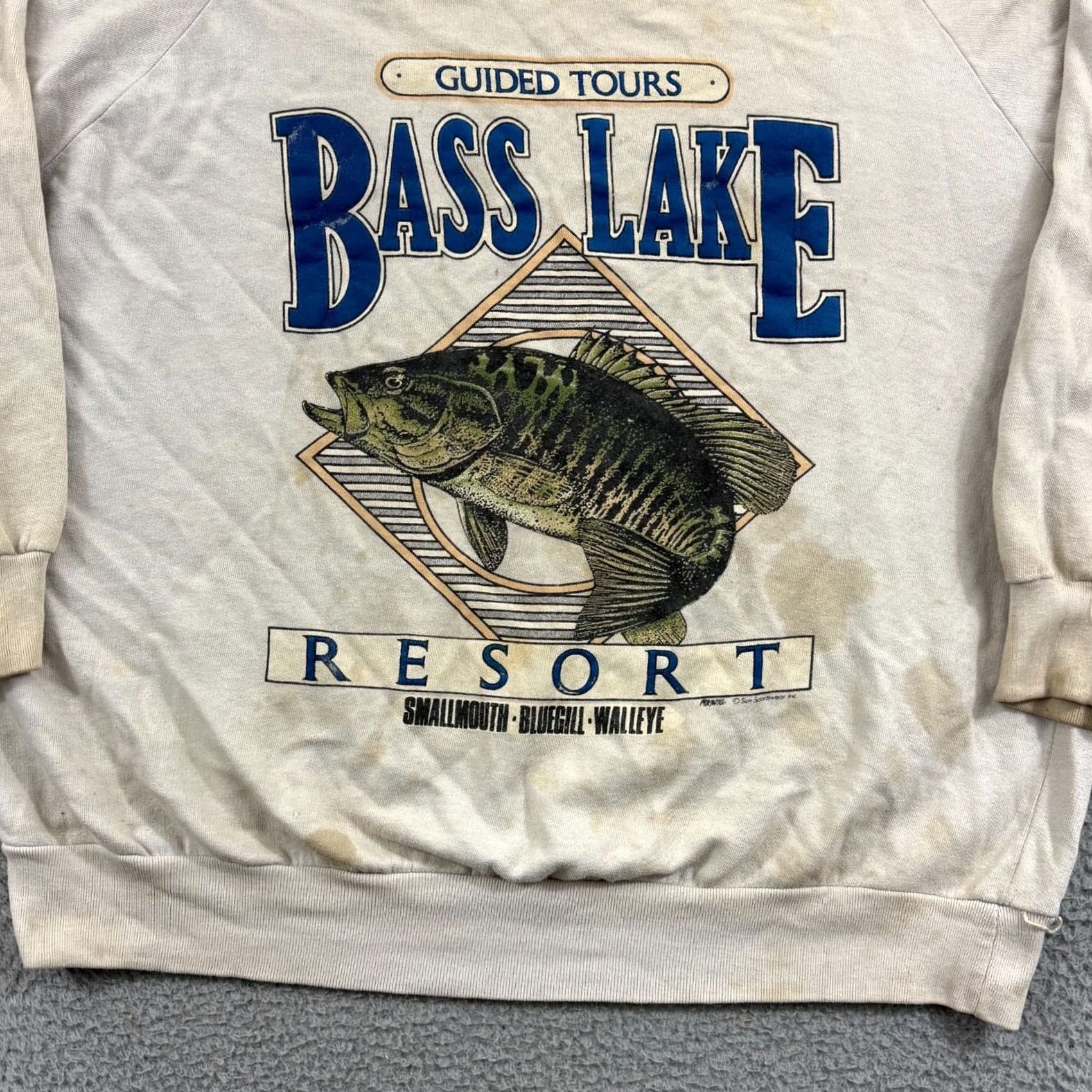 Vintage VINTAGE Sun Sweatshirt Crewneck 2XL Gray Graphic Print Fishing Outdoor 90s Size US XXL / EU 58 / 5 - 3 Thumbnail