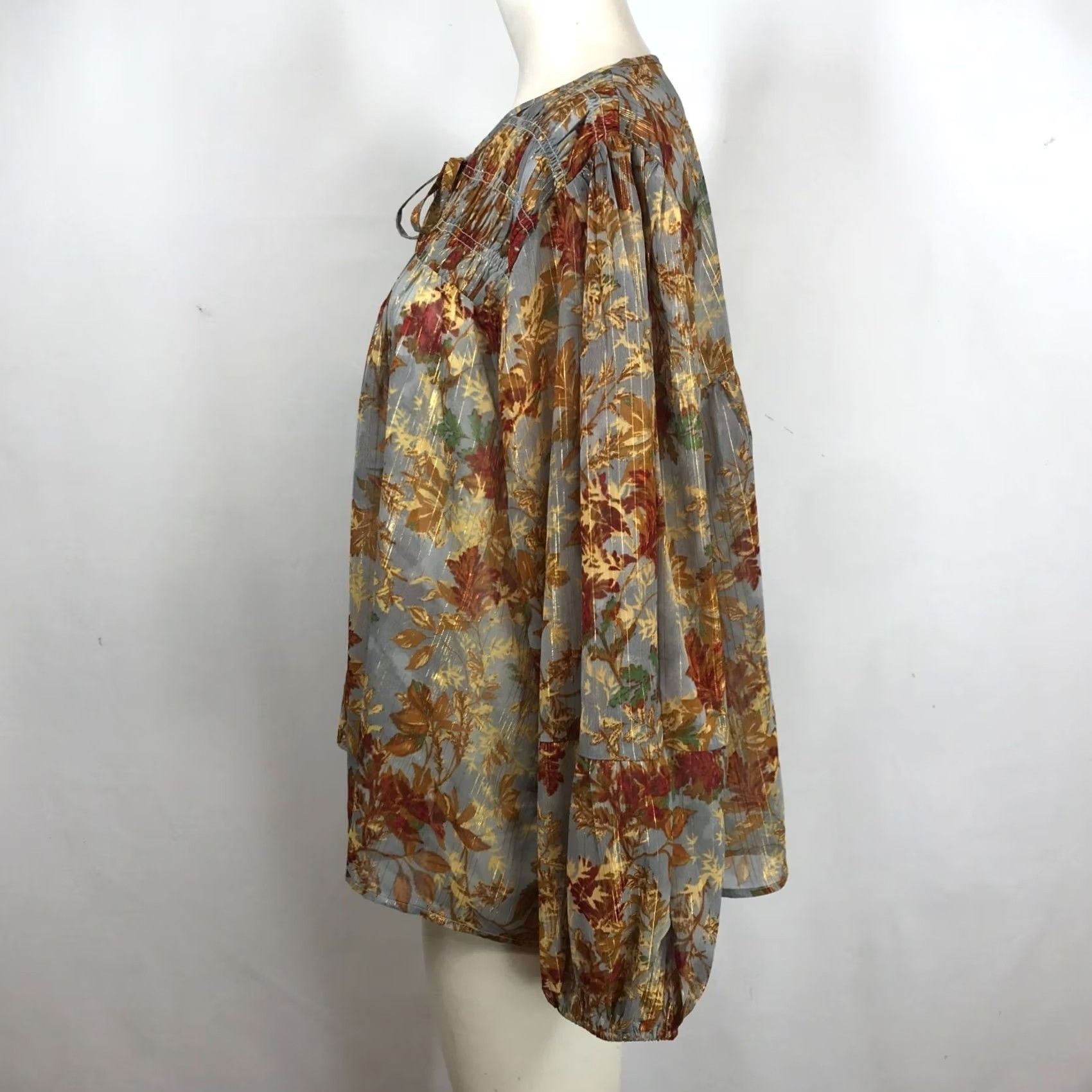 Vintage MAURICES Womens 1X GREY FLORAL LONG SLEEVE ROUND NECK POLYESTER BLEND TOP Size XL / US 12-14 / IT 48-50 - 6 Thumbnail