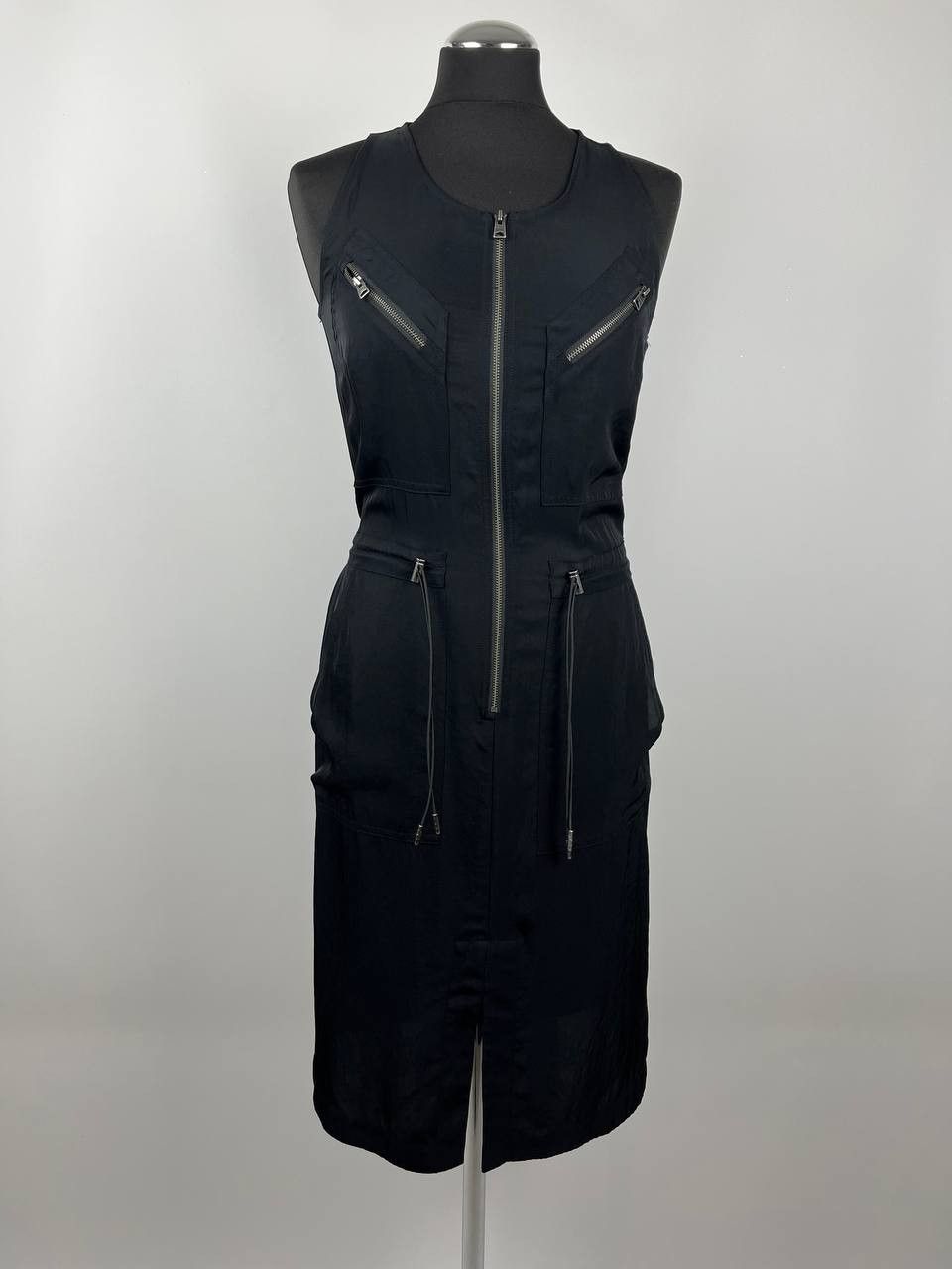 Allsaints AllSaints Vola Black Triacetate Utility Zip Midi Cargo Dress Size XS / US 0-2 / IT 36-38 - 1 Thumbnail