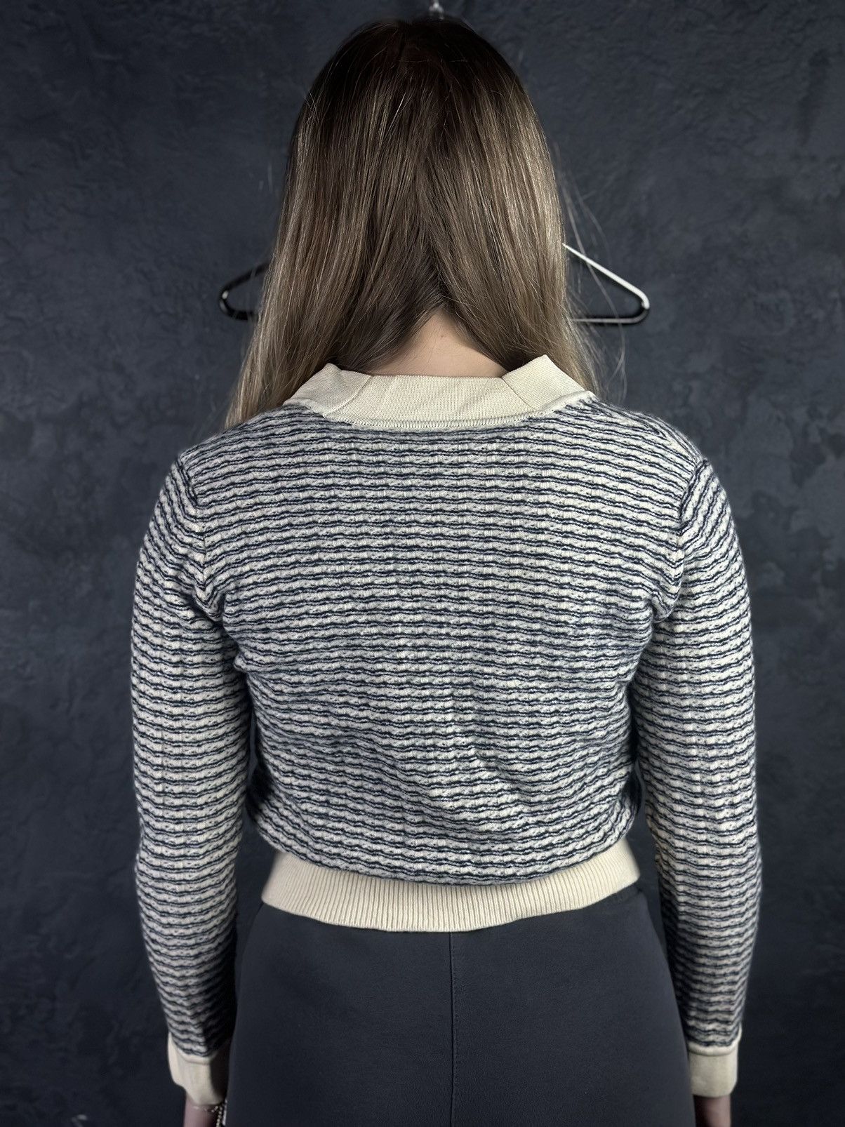 Designer × Sandro SANDRO Striped V-neck Wool Cardigan Size 1 Size S / US 4 / IT 40 - 2 Thumbnail