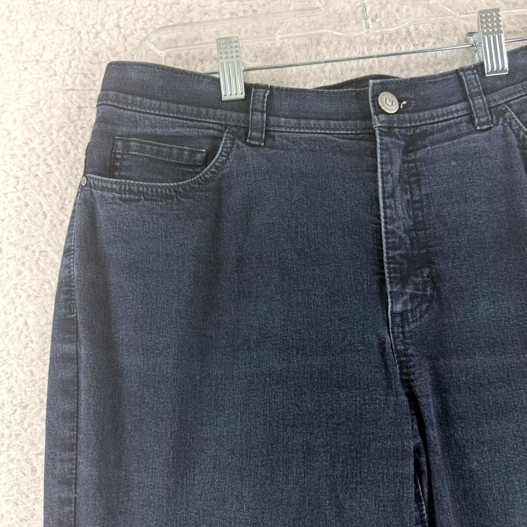 Denime Lafayette 148 New York Jeans Womens Size 8 Blue Denim Cropped Mid-Rise Wide Cuff Casual Regular Inseam 23.5" Pants/Jeans Womens Size 30" / US 8 / IT 44 - 4 Thumbnail