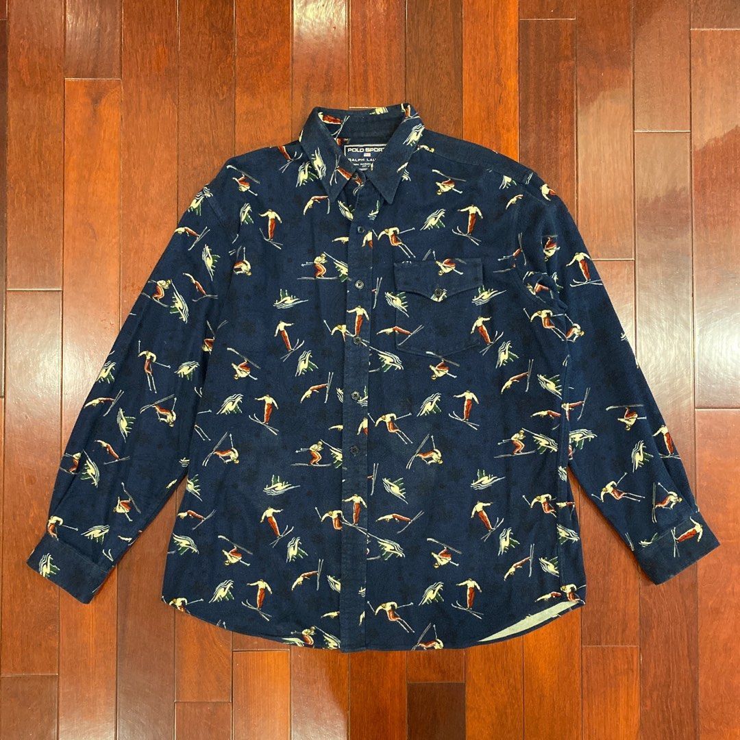 POLO RALPH LAUREN SKI BUTTON UP SHIRT LARGE
