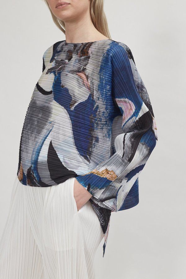 Issey Miyake o1mle0325 Pleats Please Musa Top in Multicolor Size L / US 10 / IT 46 - 4 Thumbnail
