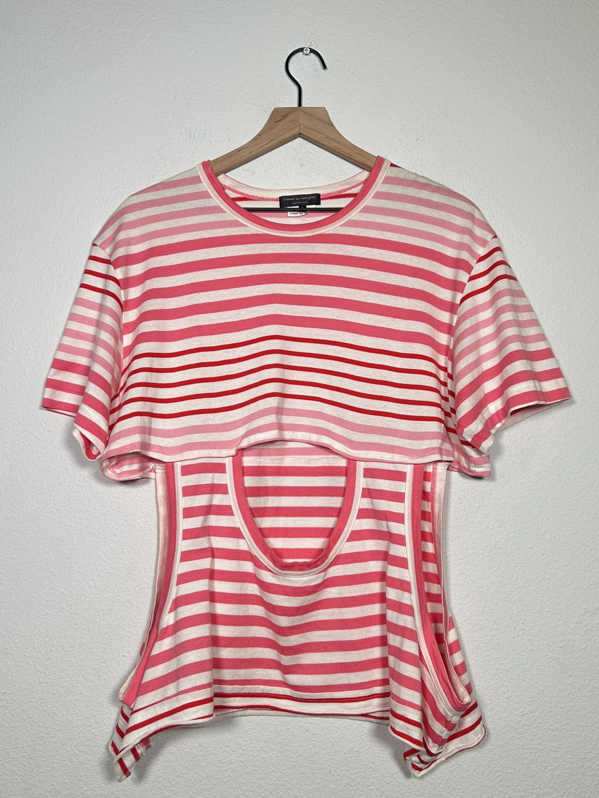 Comme des Garcons Homme Plus Hybrid Striped Cut out tee Size US L / EU 52-54 / 3 - 1 Thumbnail