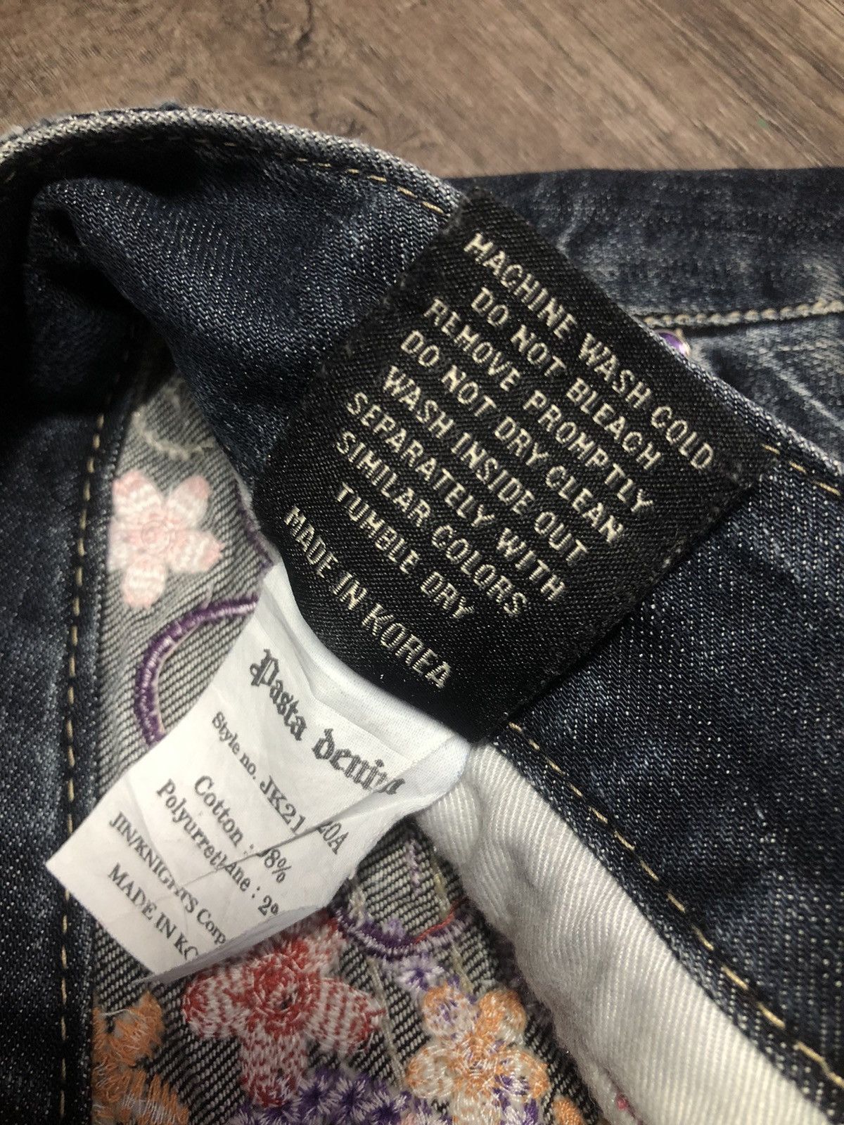 Japanese Brand Pasta Denim Jeans Flower Patch Size 29" - 22 Thumbnail