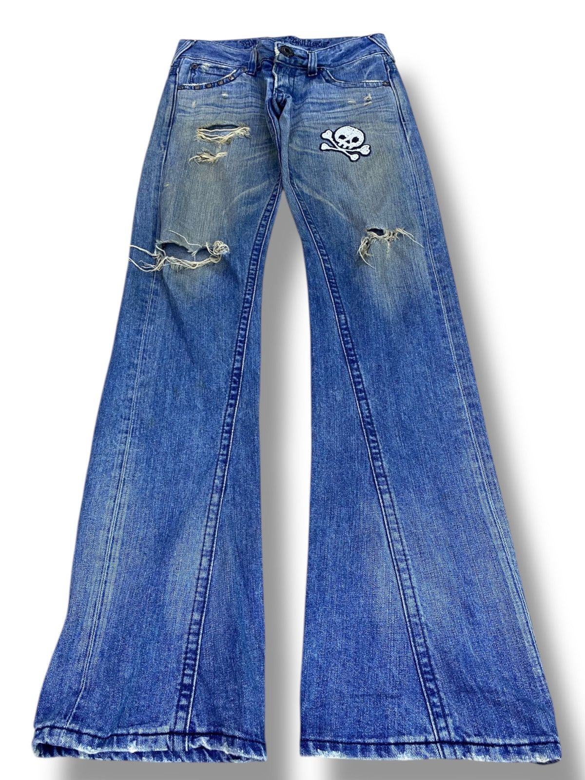 Edwin Vintage Edwin Ripped Mud Wash Style Flare Jeans Size US 30 / EU 46 - 1 Thumbnail
