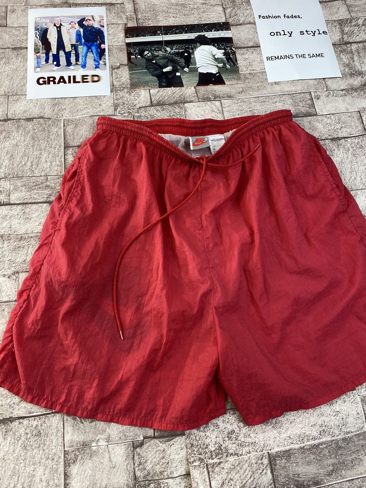Nike × Vintage Vintage Nike Nylon Shorts 90s Big Logo Swoosh Men Red Size US 36 / EU 52 - 3 Thumbnail