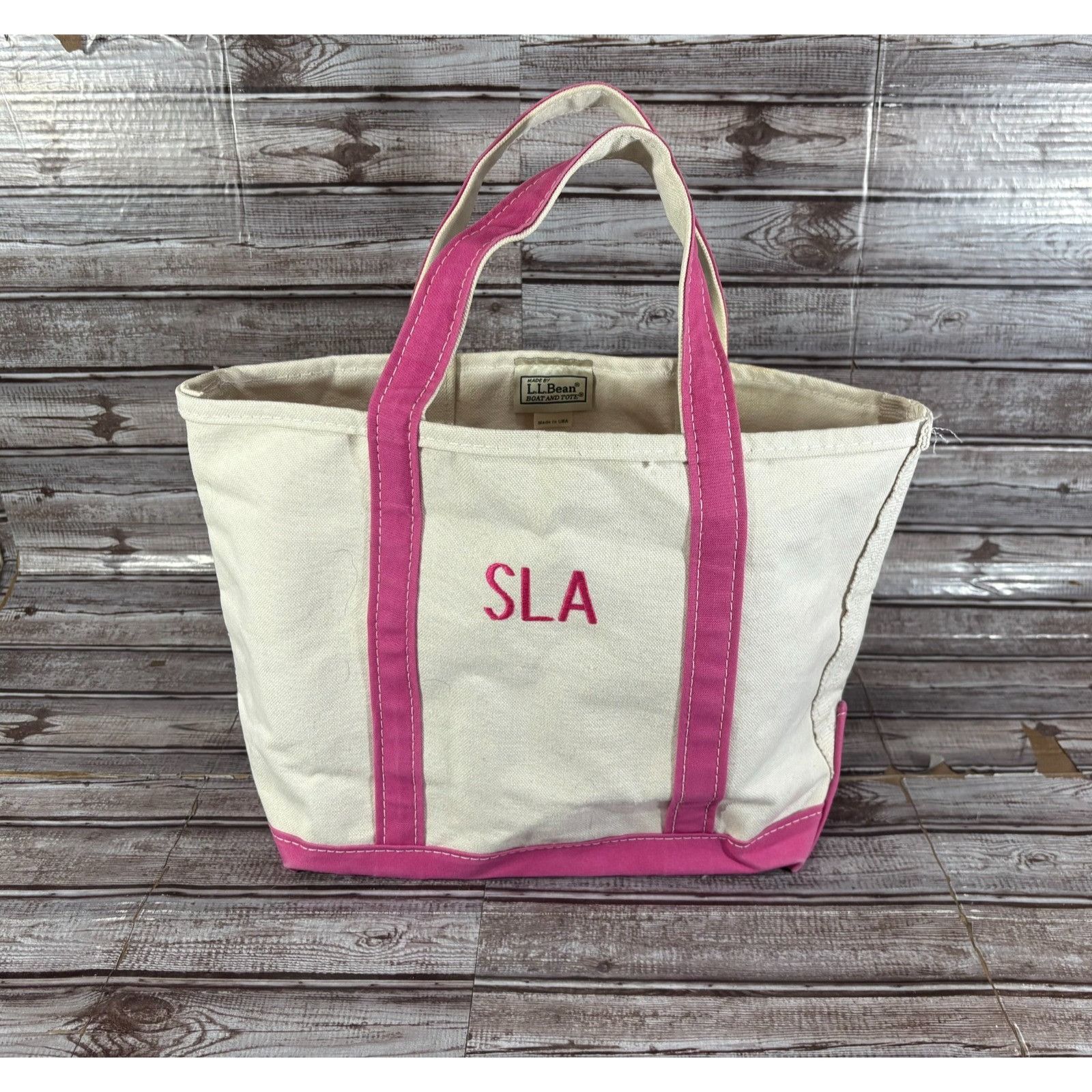 L.L. Bean LL BEAN BOAT AND TOTE canvans Bag 15" X 10" embroidered "SLA Size ONE SIZE - 1 Thumbnail