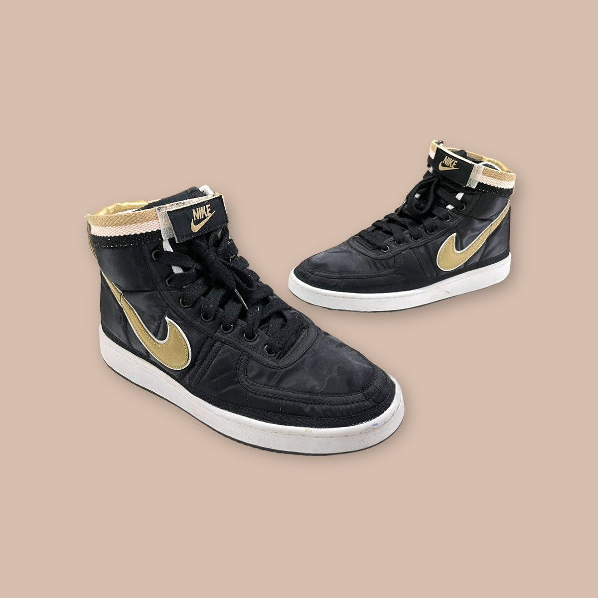 image of Nike Vandal High Supreme Qs "black Metallic Gold" Shoes, Men's (Size 9)