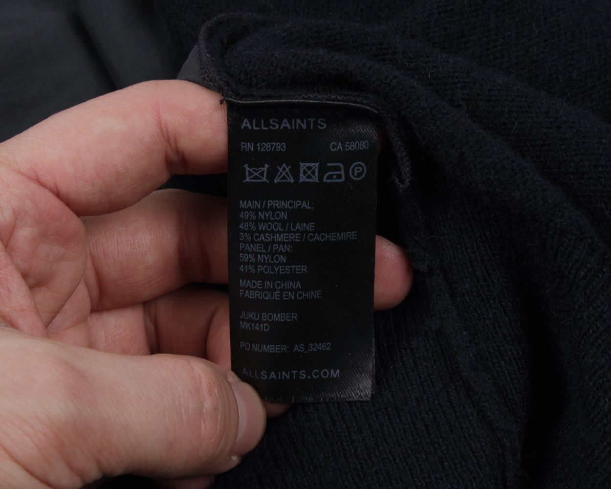 Allsaints × Designer ALLSAINTS Juku Bomber Wool Nylon Full Zip Cardigan Sweater Size US XL / EU 56 / 4 - 19 Thumbnail