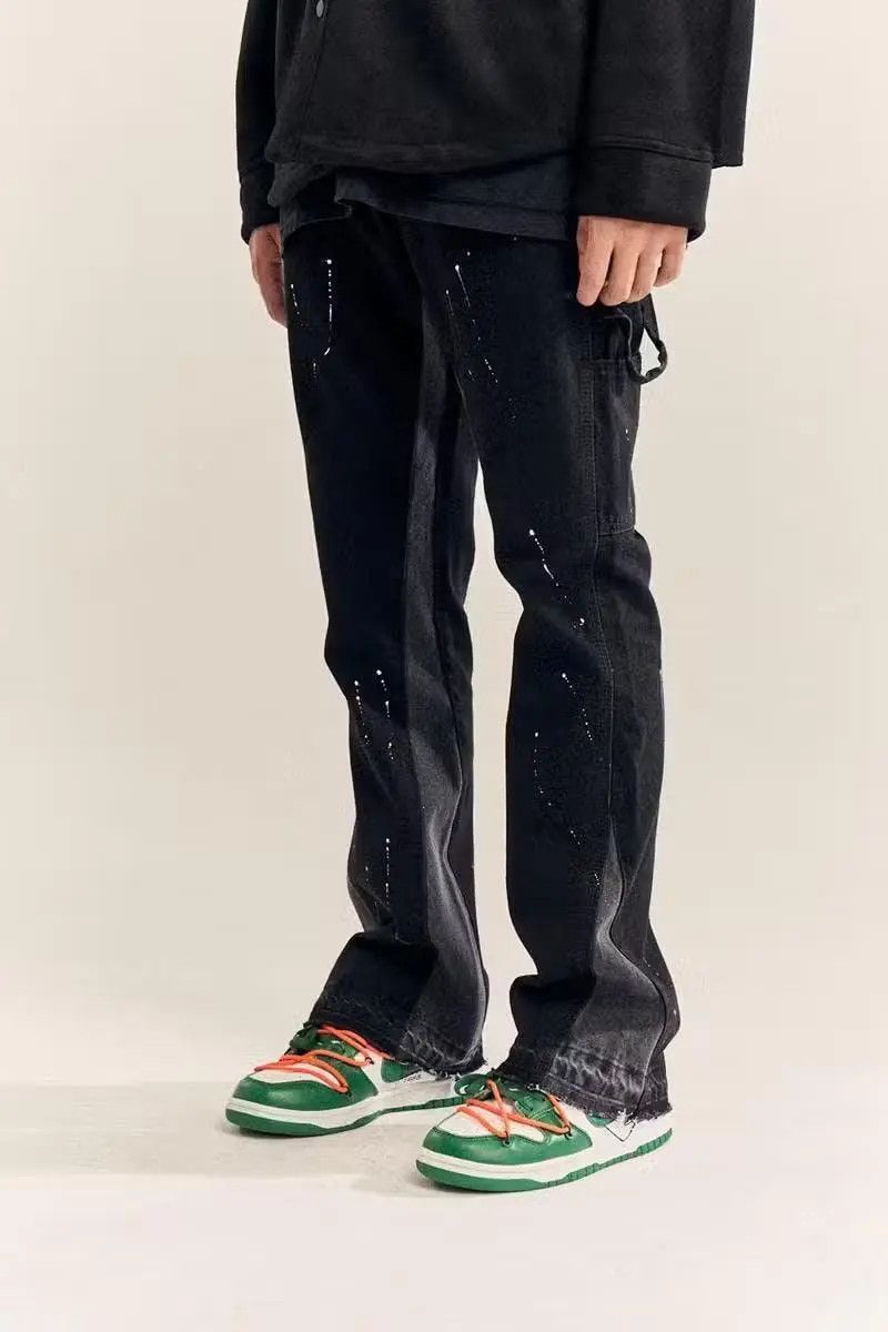 Japanese Brand × Jean Splattered Paint Flare Black Denim Jeans Size US 30 / EU 46 - 1 Thumbnail
