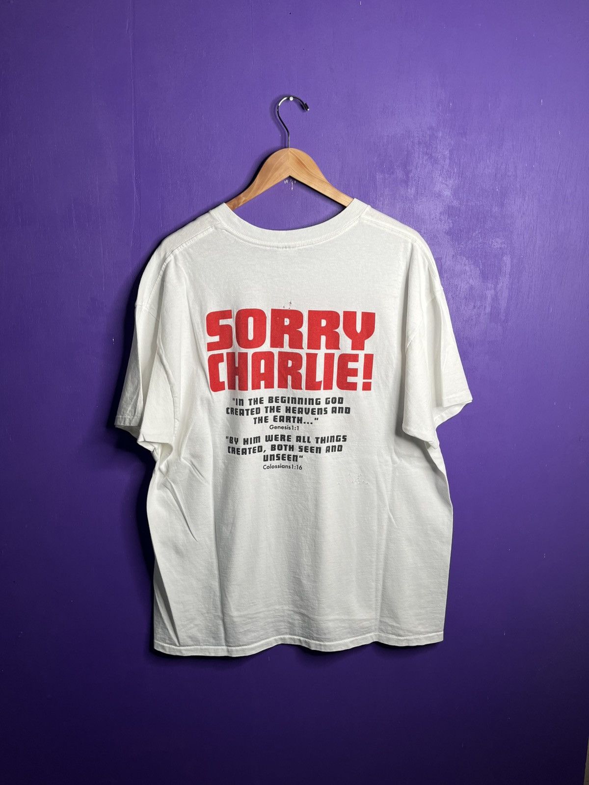 Vintage Vintage 90s Charles Darwin is dead t-shirt Size US XL / EU 56 / 4 - 2 Thumbnail