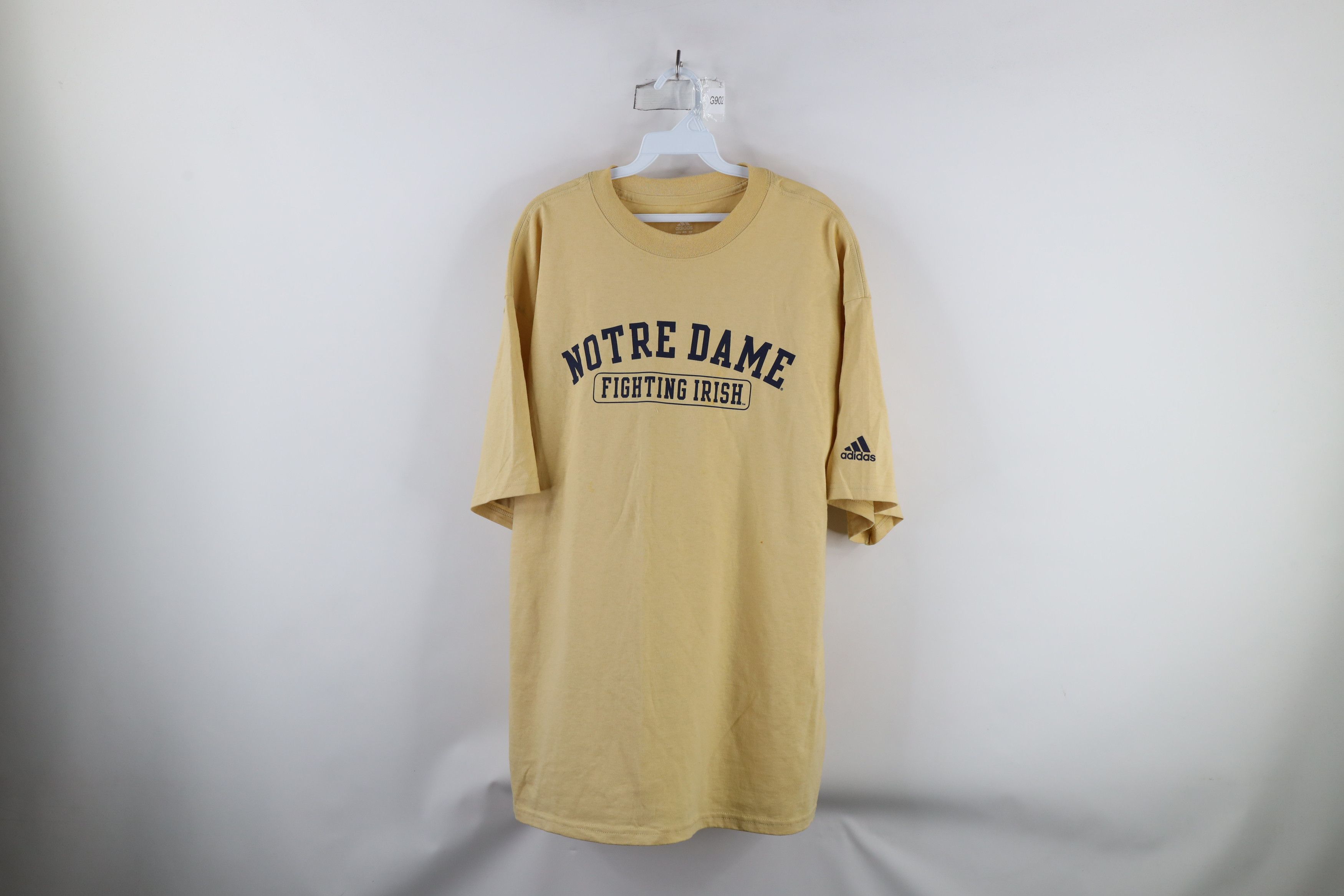Adidas × Vintage Vintage Adidas Spell Out Notre Dame University T-Shirt Gold Size US XL / EU 56 / 4 - 1 Thumbnail