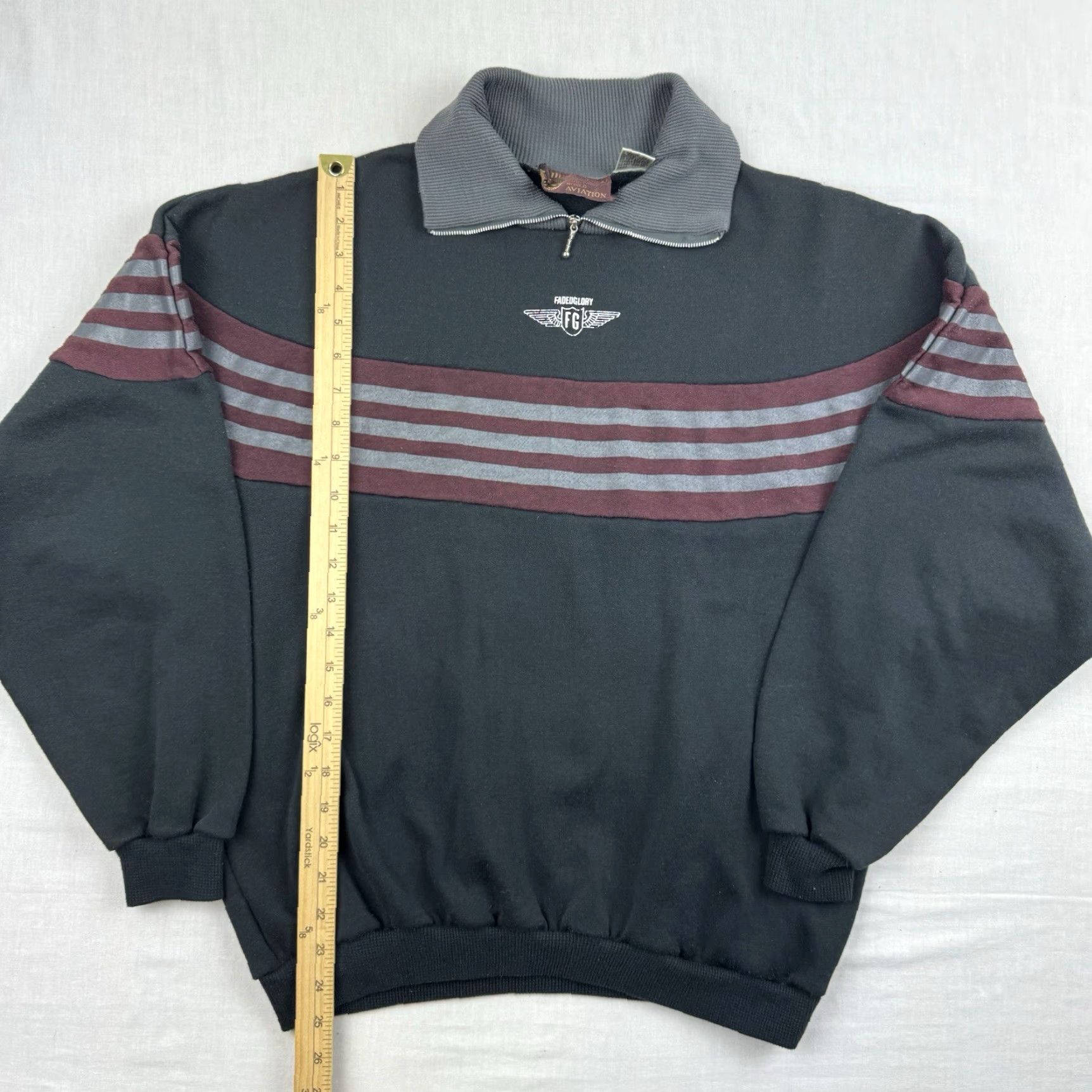 Faded Glory VINTAGE Faded Glory Sweatshirt Adult Medium Black Collar Quarter Zip 80s Aviation Mens Size US M / EU 48-50 / 2 - 7 Thumbnail