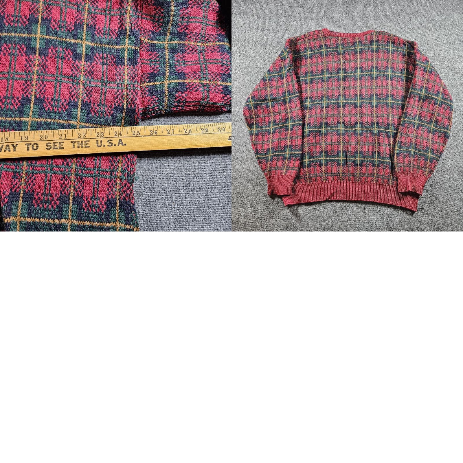 Vintage VINTAGE L.L. Bean Sweater Mens XL Red Green Wool Plaid Crewneck Knit USA 90s Size US XL / EU 56 / 4 - 8 Thumbnail