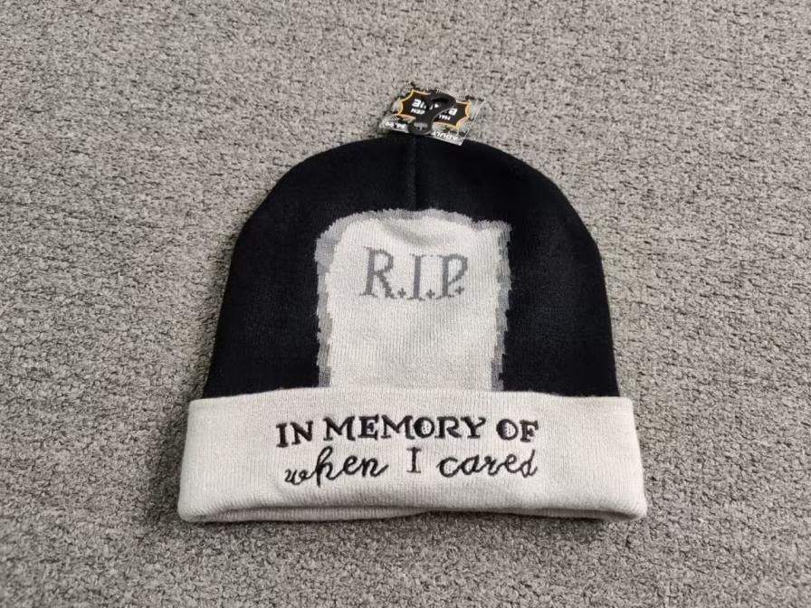 Streetwear In Loving Memory When I Cared RIP Beanie Hat Black | Grailed