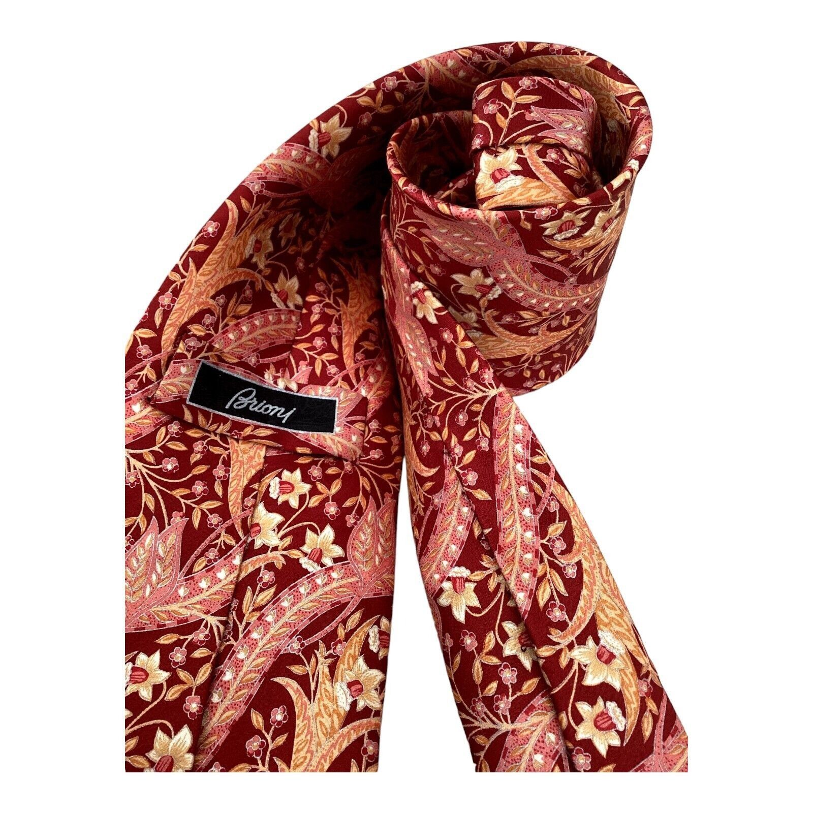 Brioni Brioni XL Orange Floral Luxury Designer Silk Tie Hand Made I Size ONE SIZE - 3 Thumbnail