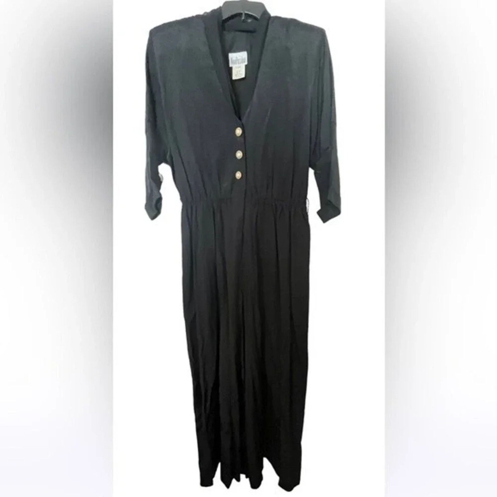 The Unbranded Brand Nina Piccalino vintage black goth jumpsuit w/3 buttons,sz 14 Size 36" / US 14 / IT 50 - 1 Thumbnail