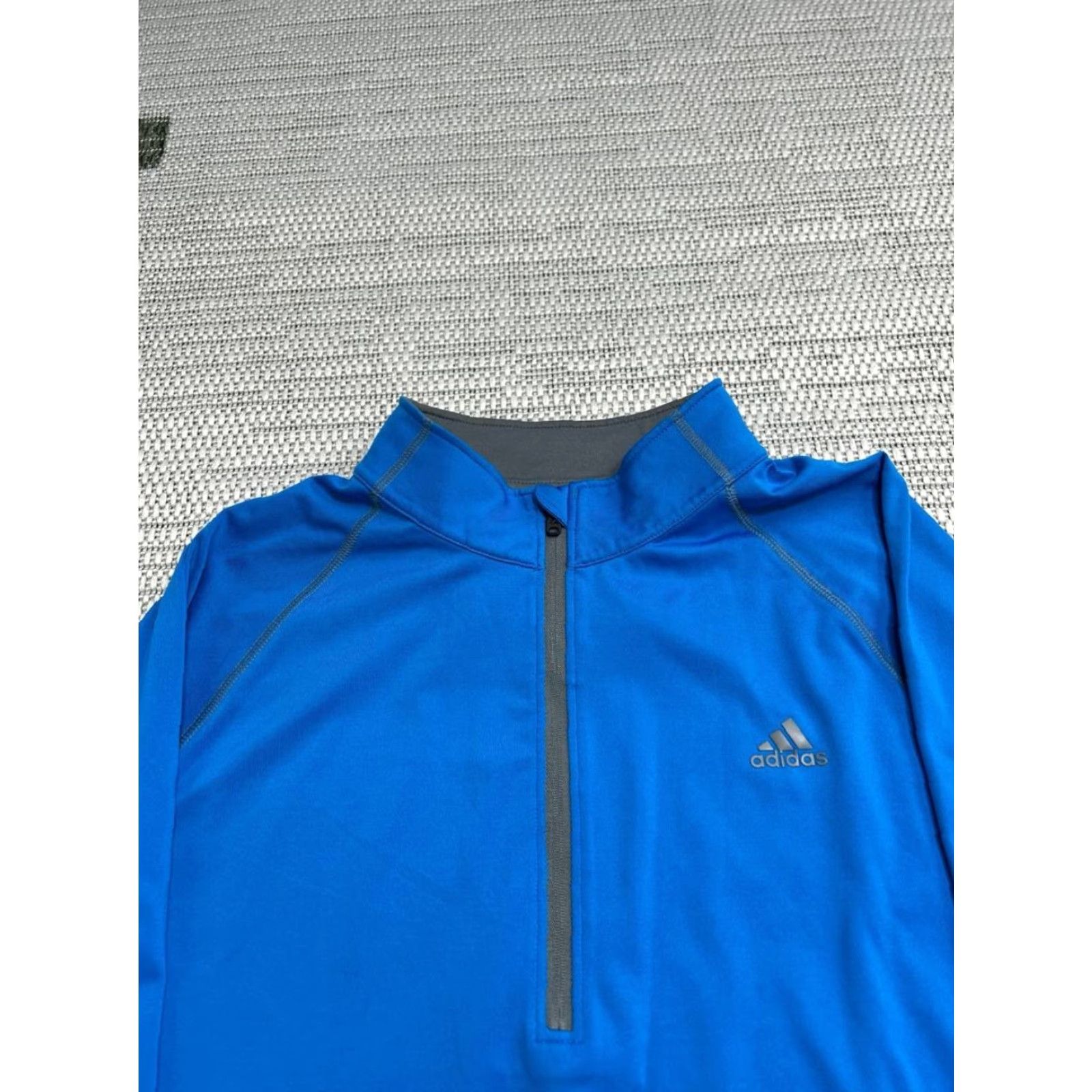 Adidas adidas Shirt Mens Medium Blue Trefoil Logo Stretch Mock Neck Quarter Zip Workout Size US M / EU 48-50 / 2 - 3 Thumbnail