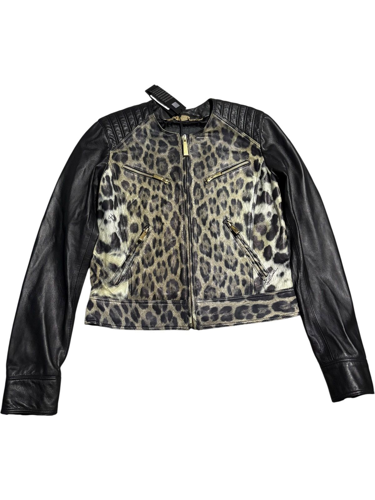 Just Cavalli 2014 Just Cavalli Leopard Print Leather Jacket moto 5 zip Size M / US 6-8 / IT 42-44 - 2 Thumbnail
