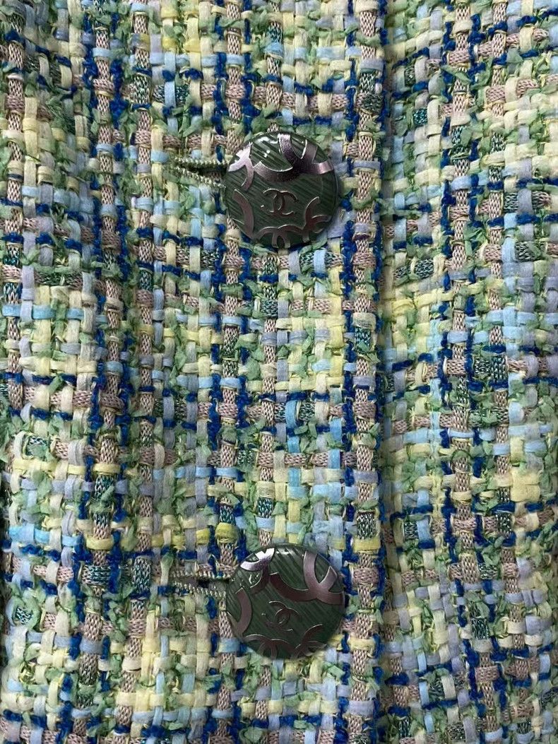 Chanel Chanel Short green tweed three-quarter sleeve coat Size XXS / US 00 / IT 34 - 5 Thumbnail