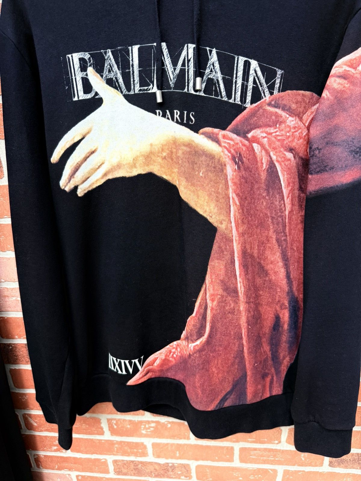 Balmain Balmain statue graphic-print cotton hoodie Black Size Large Size US L / EU 52-54 / 3 - 4 Thumbnail