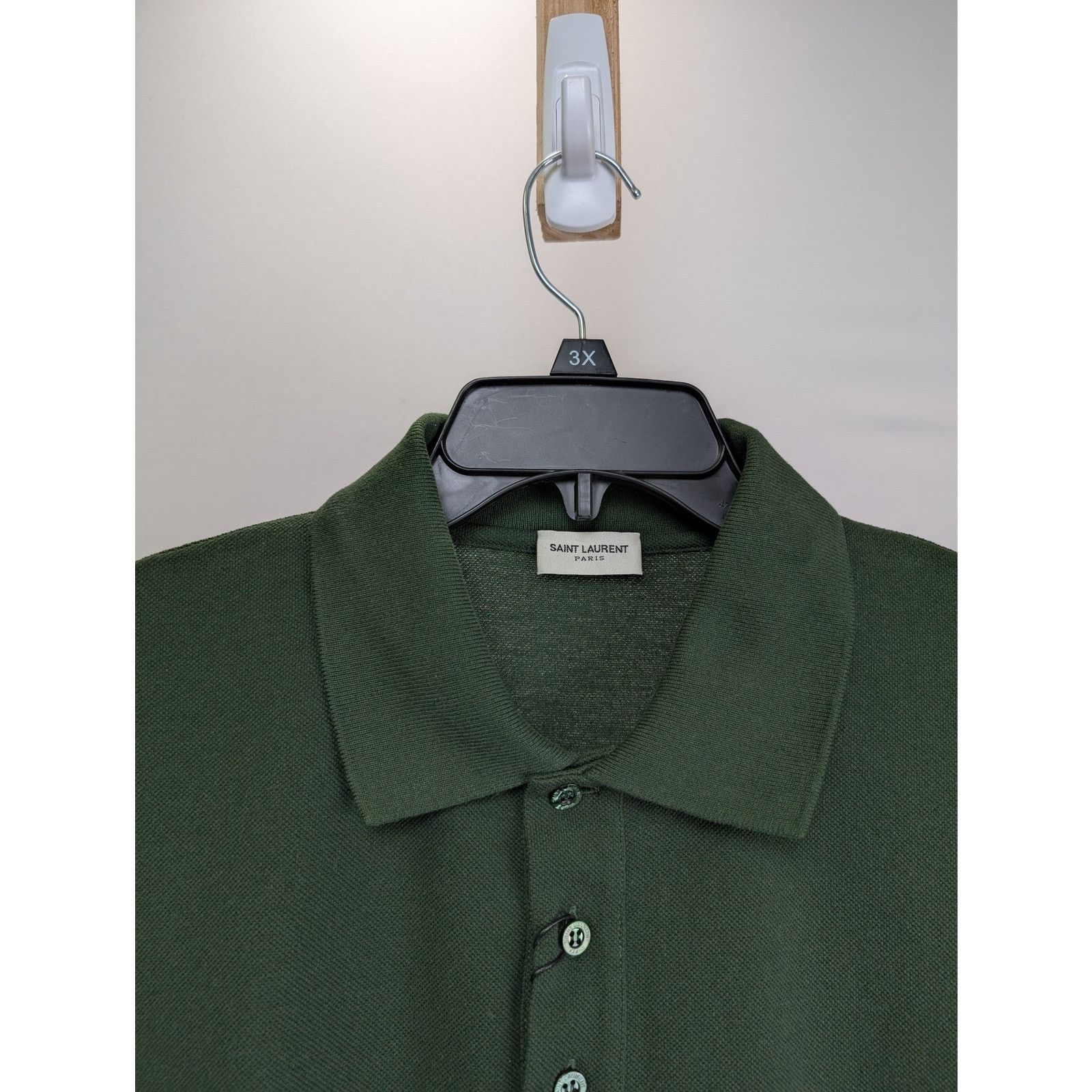 Saint Laurent Paris o1rshd1 Q:2 / Pique Cotton Polyester New Polo in Green Size US XL / EU 56 / 4 - 6 Thumbnail