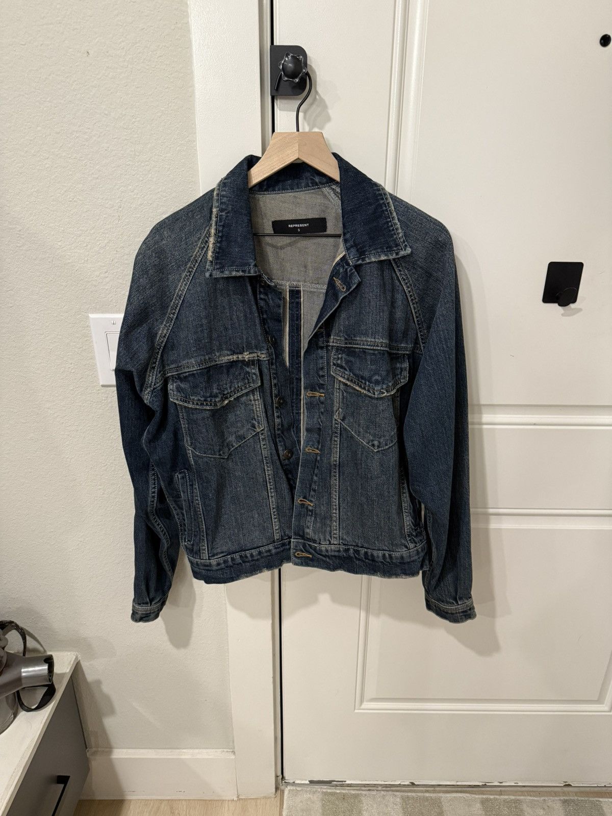 Represent Clo Blue Oversized Denim Jacket Size Small