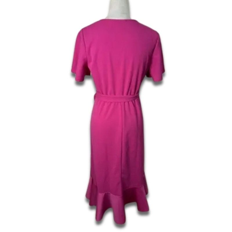 Other Marina Ruffle Mini Dress V-Neckline Short Sleeve Pink S Size S / US 4 / IT 40 - 4 Thumbnail