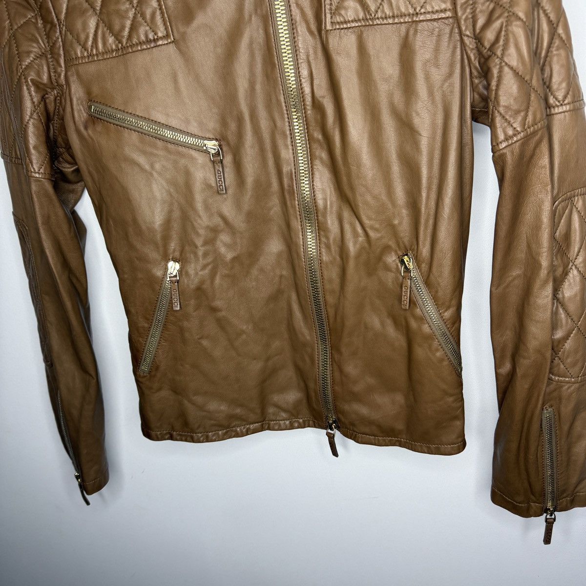 Gucci Gucci Leather Jacket Biker by Tom Ford Y2K Size S / US 4 / IT 40 - 5 Thumbnail