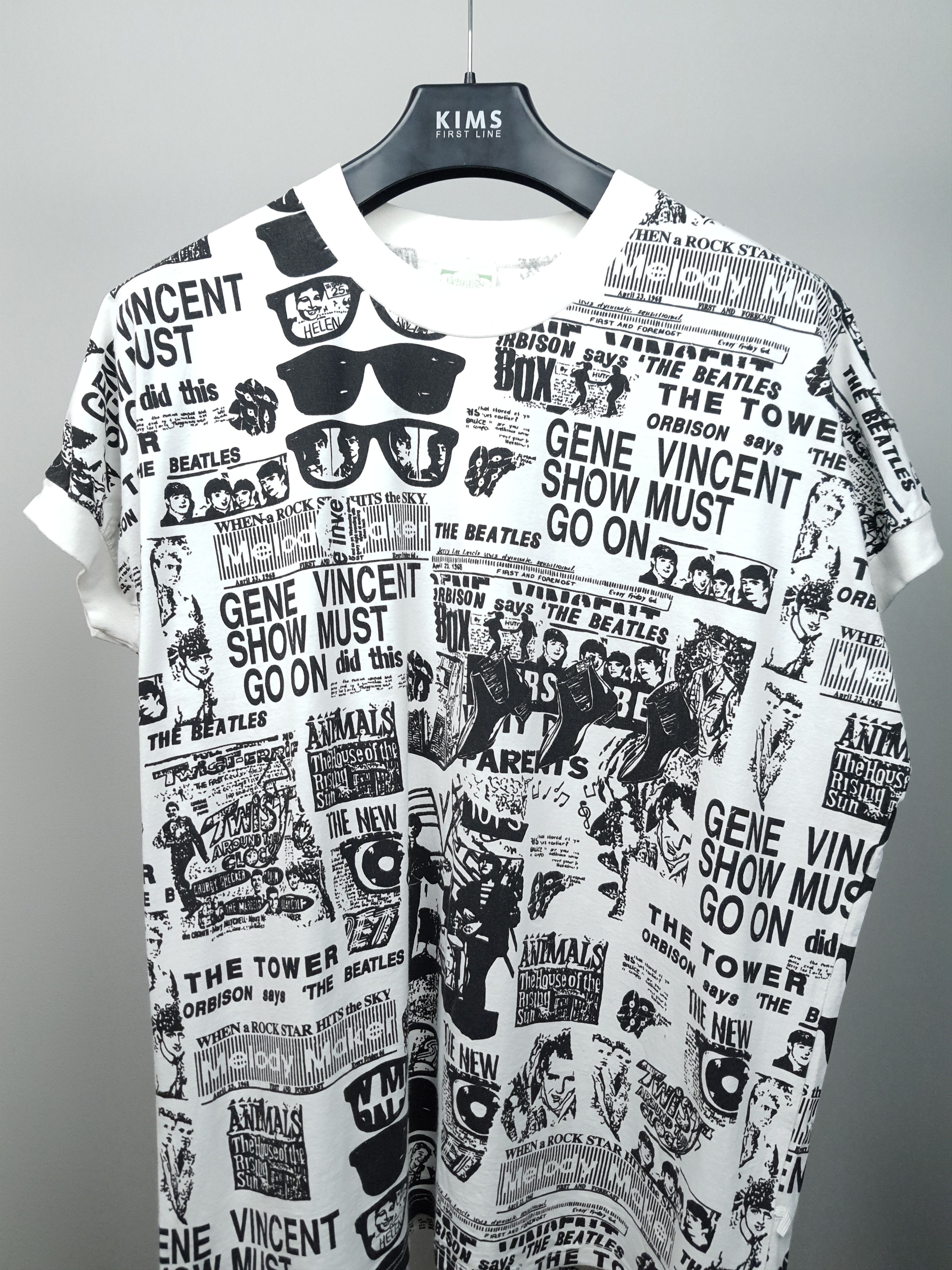 Band Tees × Vintage RARE The Beatles Gazette Black/White AOP Vintage Tee Size US XL / EU 56 / 4 - 2 Thumbnail