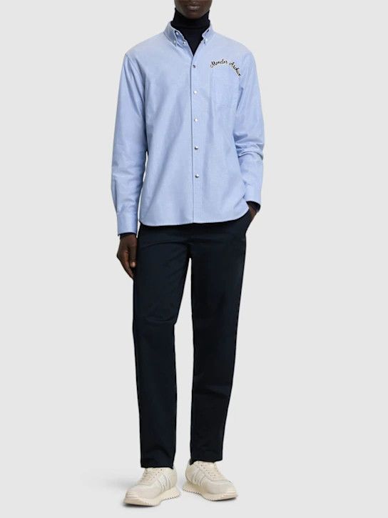 Moncler o1lsvrm0425 Embroidered Logo Cotton Oxford Shirt in Blue Size US M / EU 48-50 / 2 - 4 Thumbnail