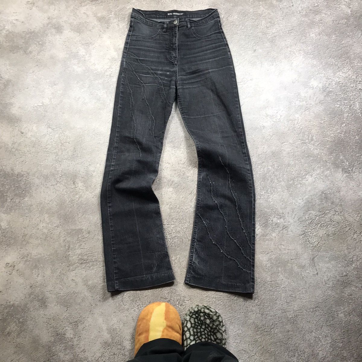 Vintage Vintage 90s Faded Distressed Wide Leg Jeans Grunge Logo 26 Size 26" / US 2 / IT 38 - 2 Thumbnail