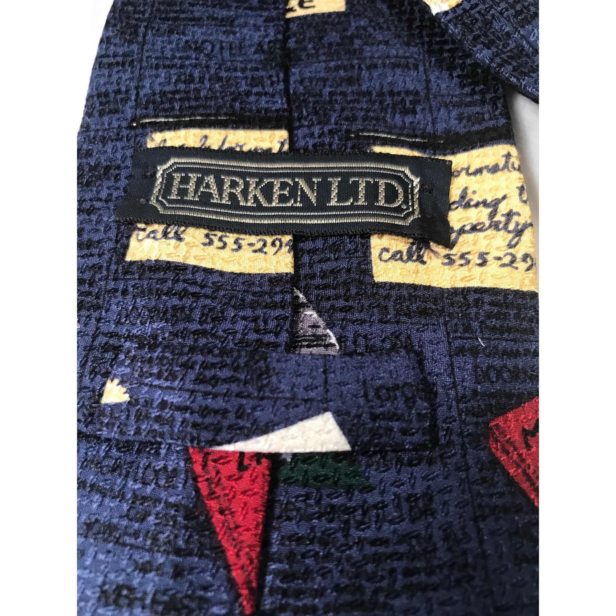 Other Harken LTD Men’s Blue Hand Sewn Italian Silk Realestate Tie Size ONE SIZE - 2 Thumbnail