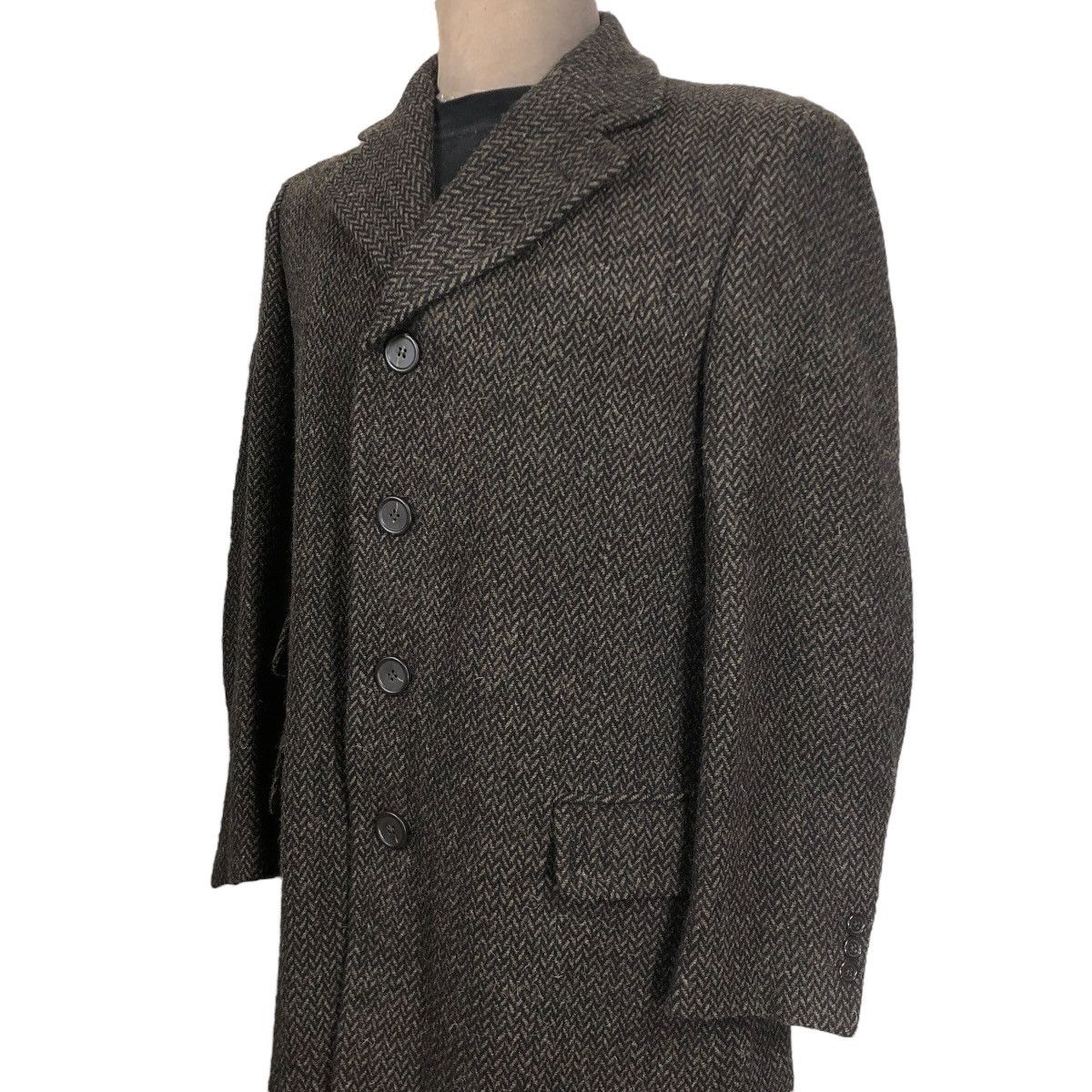 Fendi Vintage 90s Fendi Tweed Herringbone Long Coat Size US M / EU 48-50 / 2 - 6 Thumbnail
