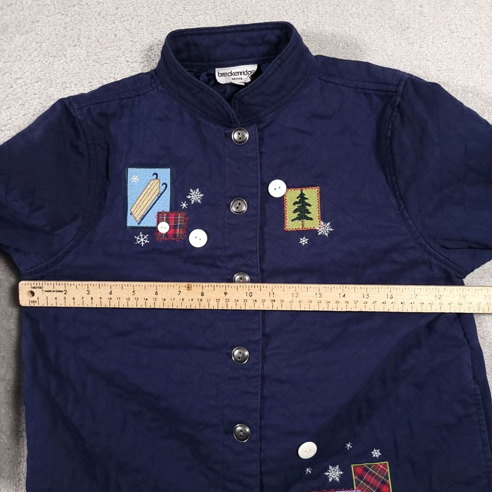 Vintage Breckenridge Shirt Button Up Quilted Women's PM Petites Blue Embroidered Winter Size M / US 6-8 / IT 42-44 - 7 Thumbnail