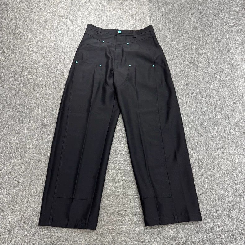 Louis Vuitton Louis Vuitton LV Pharrell Turquoise Leather Tag Wool Pants-yf Size US 33 - 1 Thumbnail