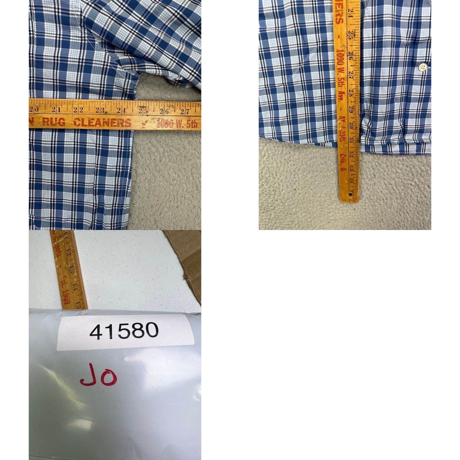 johnnie-O VINTAGE? No. Johnnie-O Shirt XL Blue White Tartan Plaid Nylon Blend Button Down Mens Size US XL / EU 56 / 4 - 8 Thumbnail
