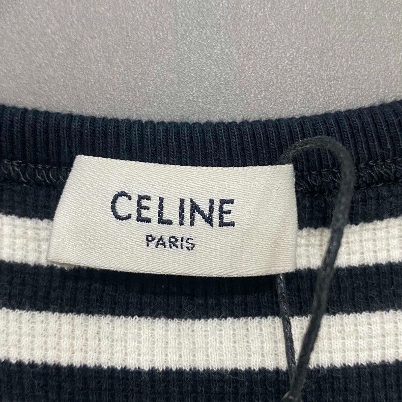 Celine Striped Short Sleeve Top with Gold Buttons Size M / US 6-8 / IT 42-44 - 4 Thumbnail