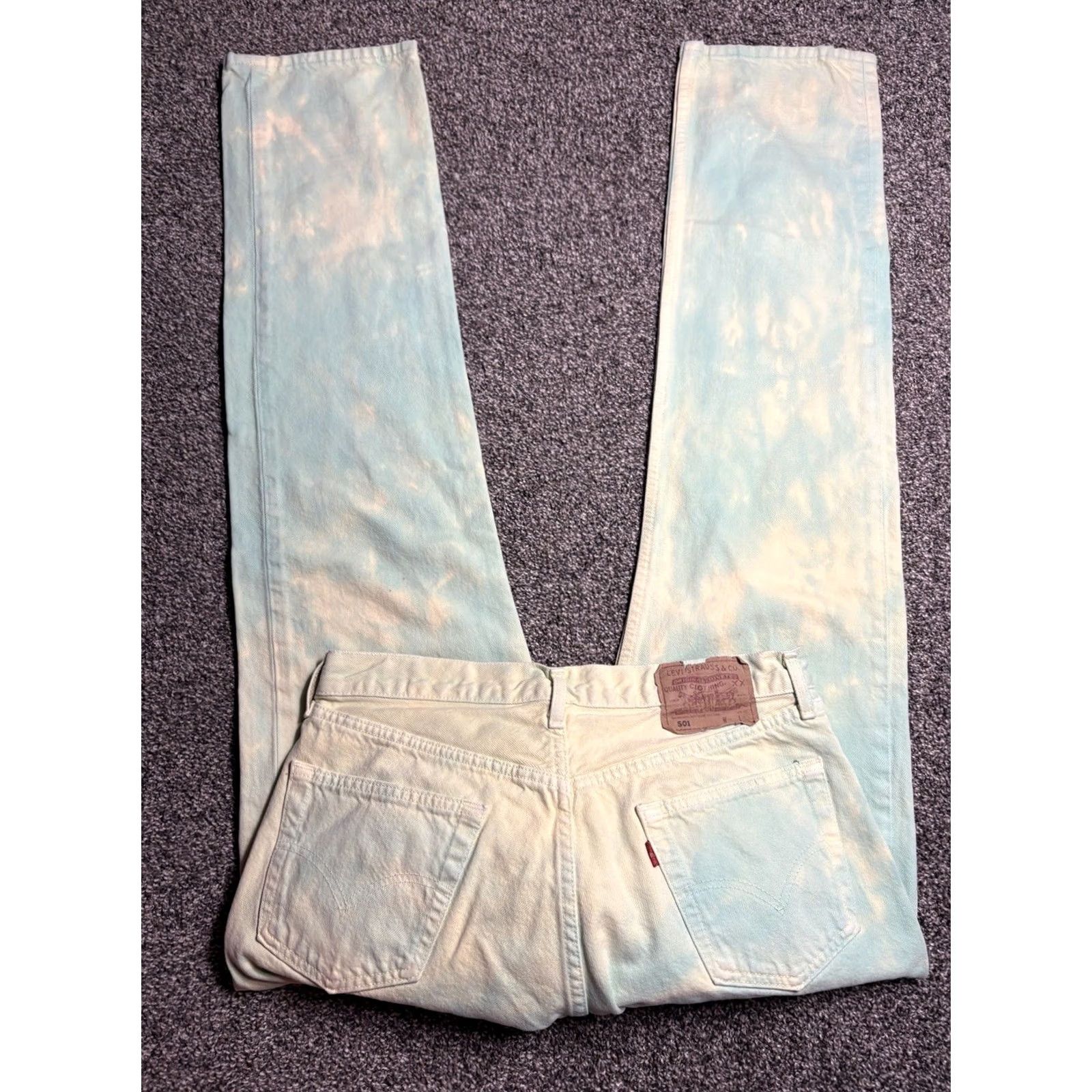 Levi's VINTAGE Levi's 501 Jeans Men Regular 32x35 Denim Blue Acid Wash Straight Leg Button Fly France Grunge 90s Logo Retro Classic Mens Size US 32 / EU 48 - 3 Thumbnail