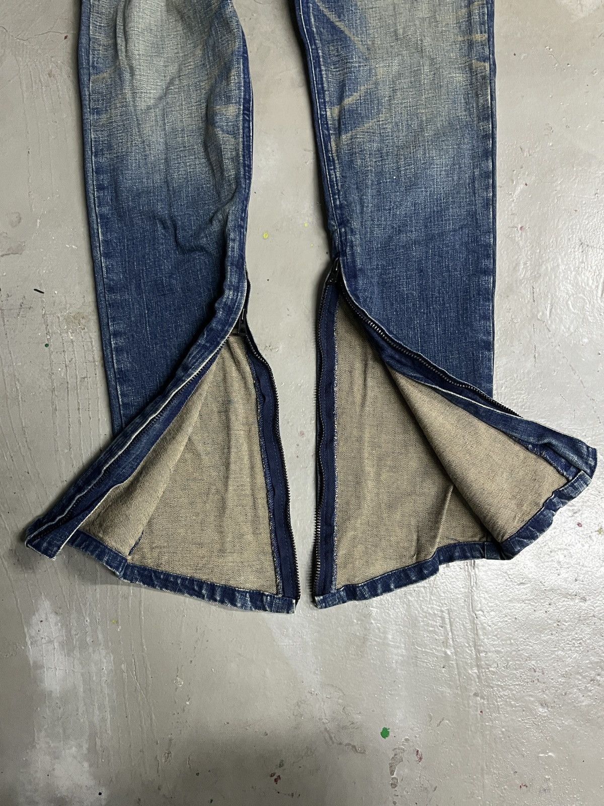 If Six Was Nine Ifsixwasnine Style Whiskered Asymmetrical Zipper Flare Pants Size US 32 / EU 48 - 4 Thumbnail
