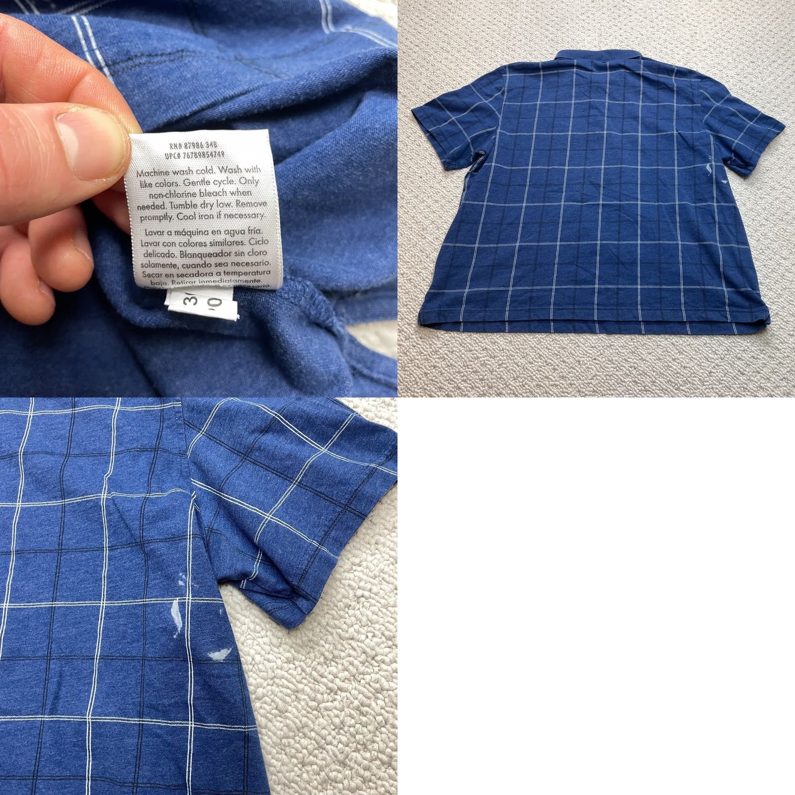 George George Polo Shirt Mens 2XL 2XL Blue Check Short Sleeve Polo Cotton Golf Rugby Casual Shirt Mens Size US XXL / EU 58 / 5 - 9 Thumbnail
