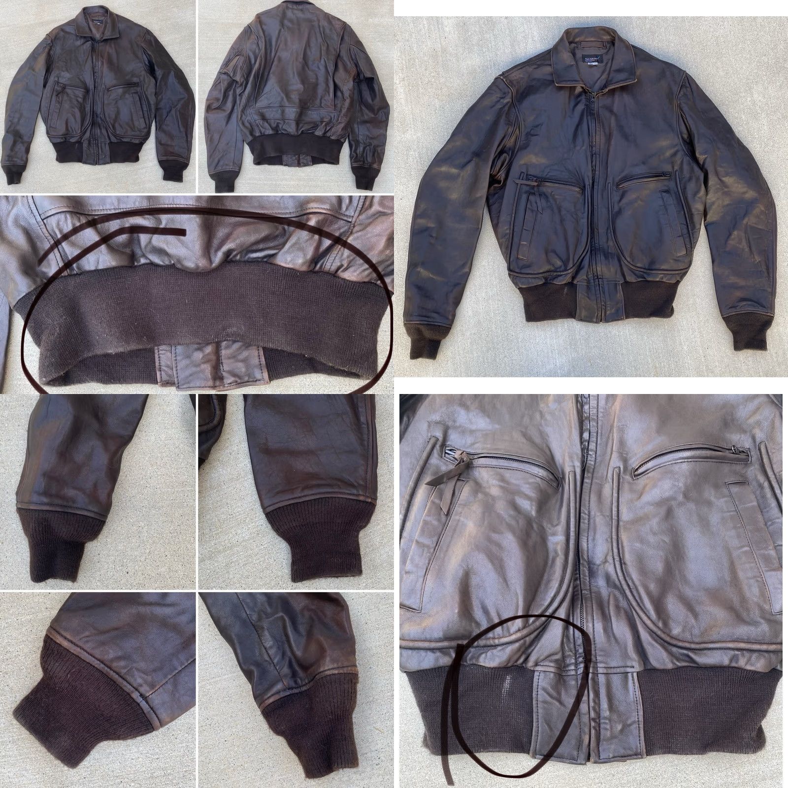 Vintage VINTAGE Flight Suits Ltd Leather Bomber Jacket 44 Long USA Brown Flight Worn Mens Jacket Size US S / EU 44-46 / 1 - 10 Thumbnail